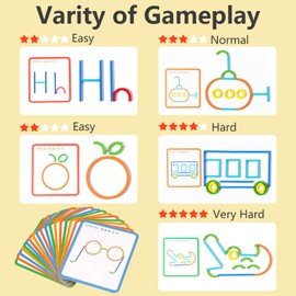 Montessori Learning Toy from 3 Years, Montessori Toy, Preschool Games, 120 Wooden Pieces and Rings 20 Cards for Countless Exciting Figures, Educational Toy, Geometry Board Boys Girls Gift (A)