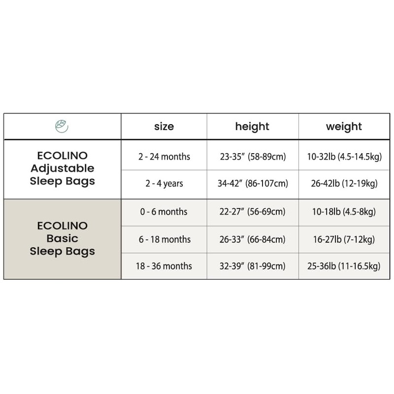 Woolino Ecolino Organic Cotton Toddler Sleep Bag or Sack -
