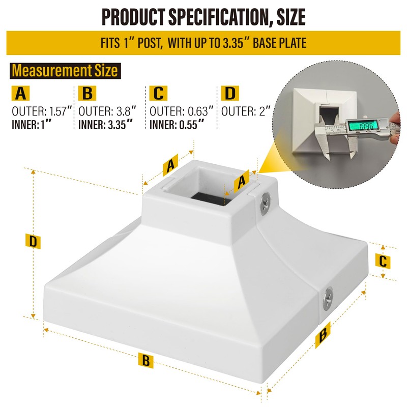 Epcee 1pcs Post 1" Aluminum Deck Post Base Cover, Post
