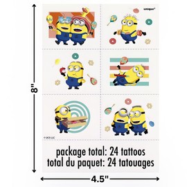 Multicolor Despicable Me Tattoos - (24 Count) - Fun & Vibrant Temporary Tattoos, Perfect for Parties and Events