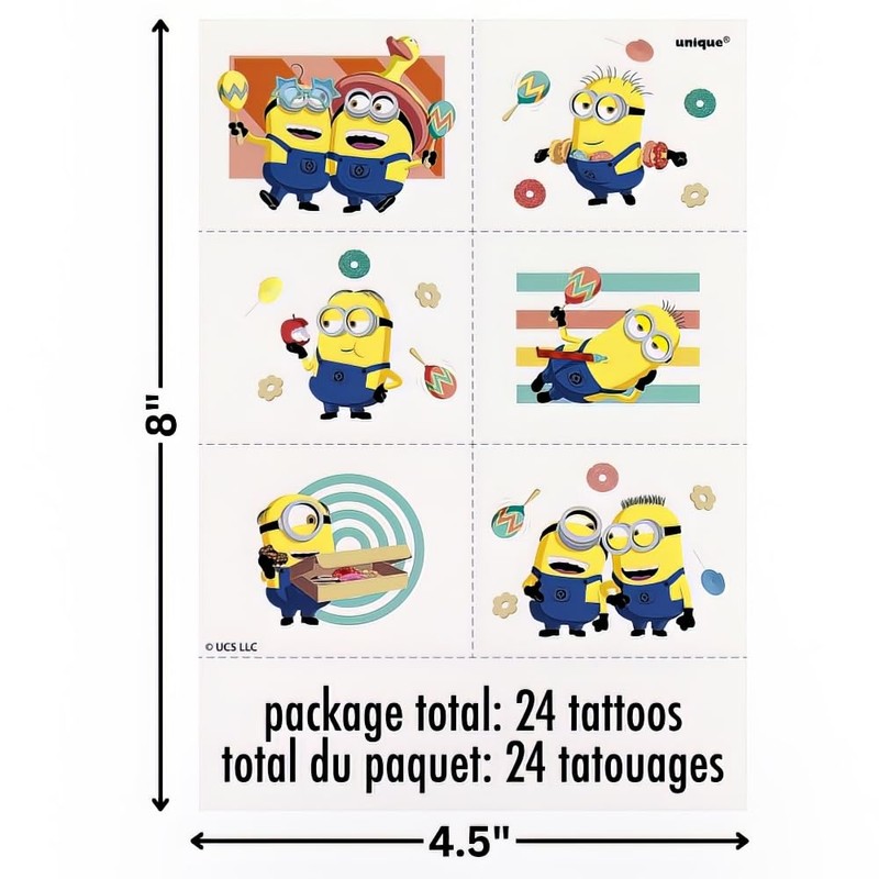 Multicolor Despicable Me Tattoos - (24 Count) - Fun &