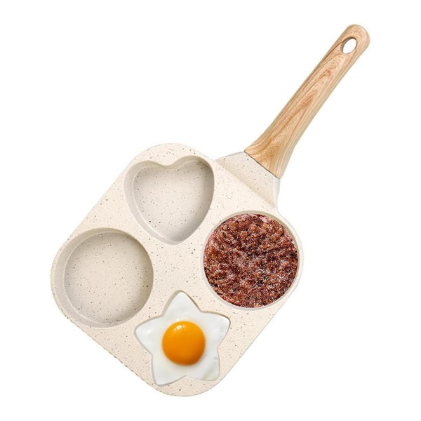 Nonstick Frying Pan, 4-Cup Divided Egg Pan with Anti-scald Handle,