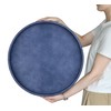 HofferRuffer Round Serving Tray 20'', Elegant Faux Leather Circle Ottoman