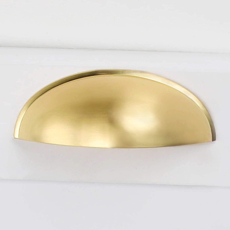goldenwarm 15 Pack Cup Drawer Pull Cabinet Handles Brushed Brass