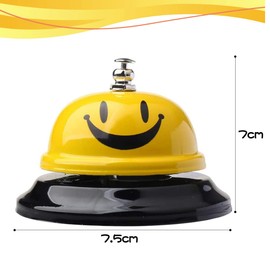 Smile Reception Bell, FUKPO Stainless Steel Desk Bell Yellow Counter Bell, Bell Desk Bell Ring for Christmas Service Call Hotel Kids Game Restaurant Bar