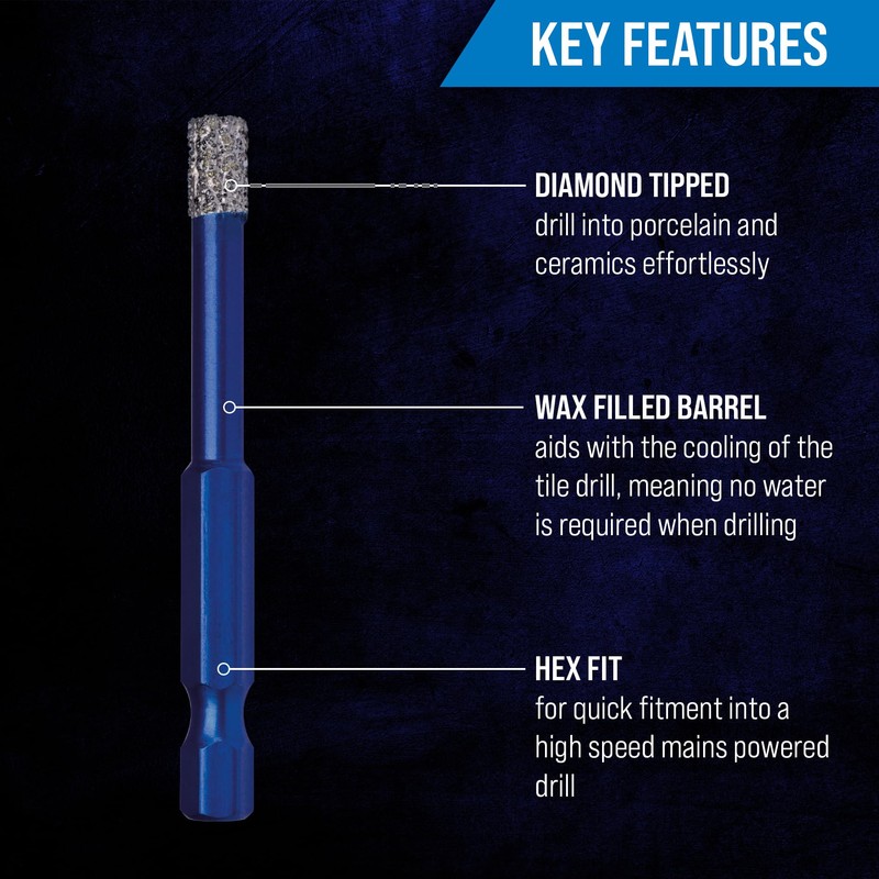 Mexco A10VBDB8 8.0mm Vacuum Brazed Diamond Drill Bit