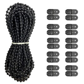Antfly Plastic 10 Meters Blinds Beaded Chain Cord - Vertical Roman Roller Shade Blind Ball Chain Repair with 10 pcs Connector Clips Thickened Version (Black)