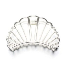 QinGoo Large Alloy Seashell Hair Clip, Matt Silver, Hair Clip, Metal, Women's, Simple, Firm, Hair Accessory, Korean, 1 Piece (8 x 4 cm, Matt Silver)