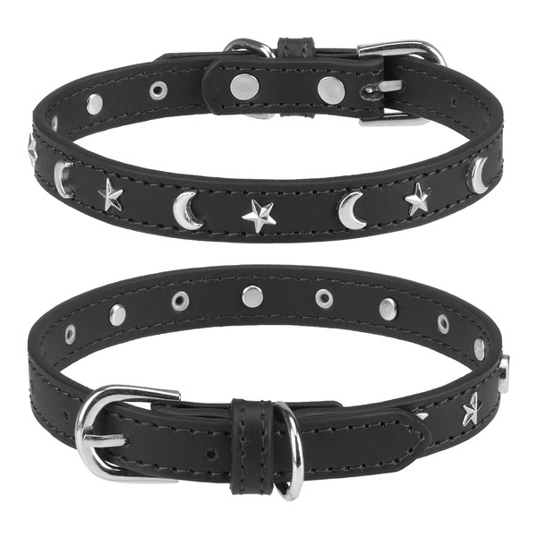 DILLYBUD Leather Dog Collar for Puppy Small Medium Dogs, Adjustable