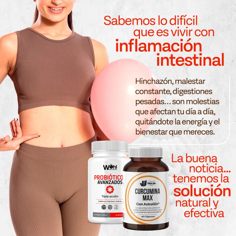 Pack Curcumina Max Nutrientes Vidalabs México Y Probioticos Avanzados Laboratorios