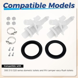 Mgoodoo 2 Sets 385311641 RV Toilet Water Valve Kit and 2 Pcs 385311658 RV Toilet Ball Seal Compatible with 300 310 320 Series Toilets Fit for Pedal Flush Toilet and Sealand Marine Toilet