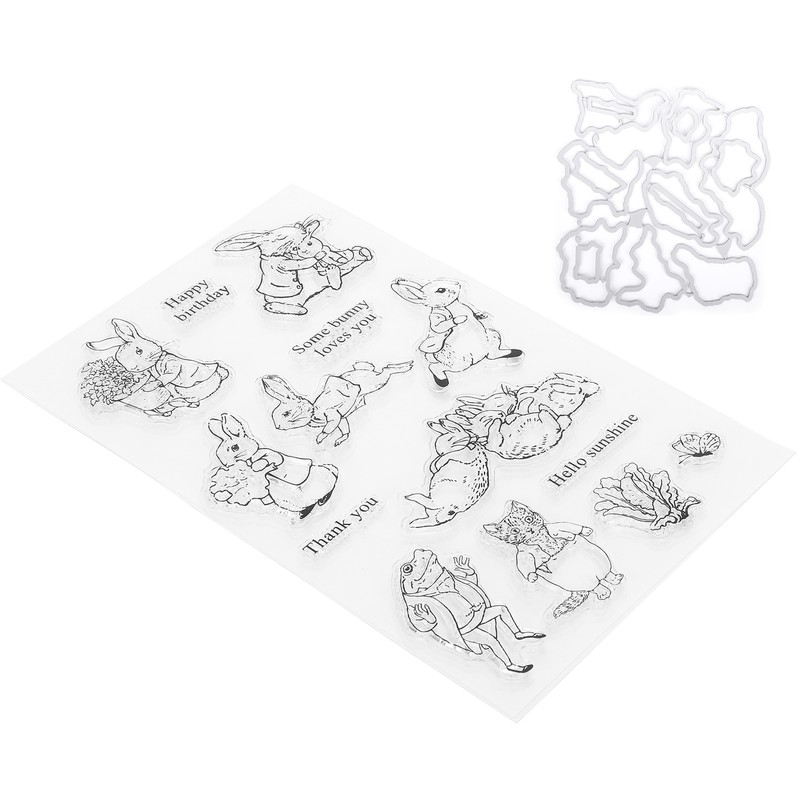 Transparent Stamp Rubber TPR Rectangle DIY Journal Rabbit Pattern Craft