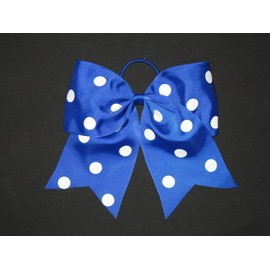 "Polka-DOT Royal Blue" Cheer Bow Pony Tail 3" Ribbon Girls Hair Cheerleading