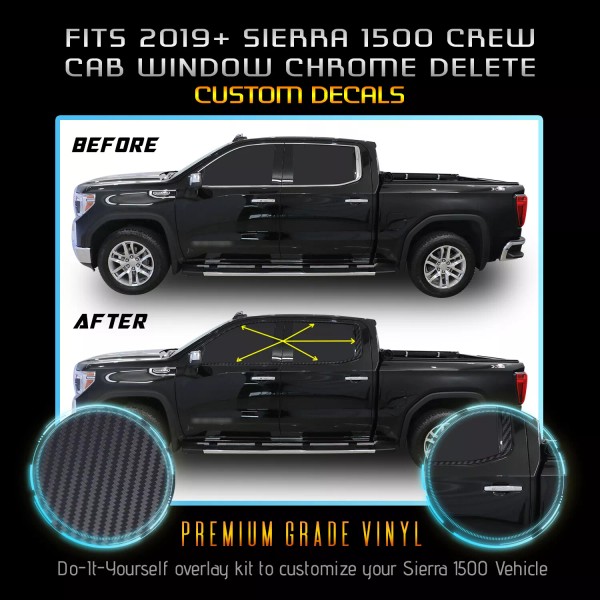 Solutions Fits 19+ GMC Sierra 1500 Crew Cab Window Chrome