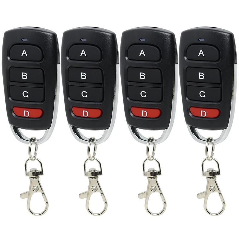 Pack of 4 Universal Garage Door Remote Controls 433 MHz