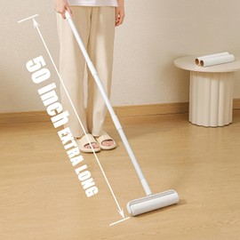 YHPDYL Floor Lint Roller with 2 Refills | 7.5" Extra Wide & Ultra Sticky | Long Handle Pet Hair Remover for Carpet, Couch, Bed & Hard Floors | Large-Surface Lint Remover Tool