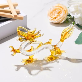 Kertari Zodiac Dragon Figurine Crystal Good Fortune Lucky Dragon Figurine [Genuine] Feng Shui 2024 New Year Dragon Figurine Decor Lucky Charm - Multicolor