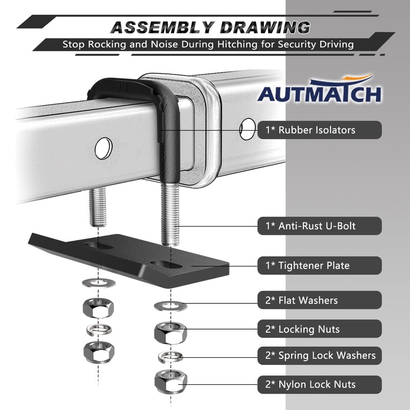 AUTMATCH Hitch Tightener Anti Rattle Stabilizer - Heavy Duty Hitch