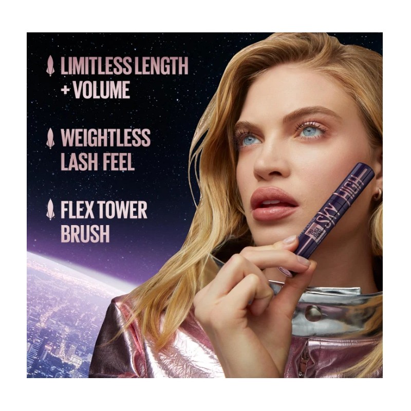 Maybelline Sky High Mascara Blackest Black - Volumizing, Lengthening, 1