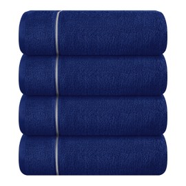 MyOwn Ultra Soft 4 Pack Oversized Bath Towel Set 27x54 inches, 100% Cotton Bath Towels, Highly Absorbant Compact Quickdry & Lightweight Towel, Ideal for Gym Travel Camp Pool - Navy Blue