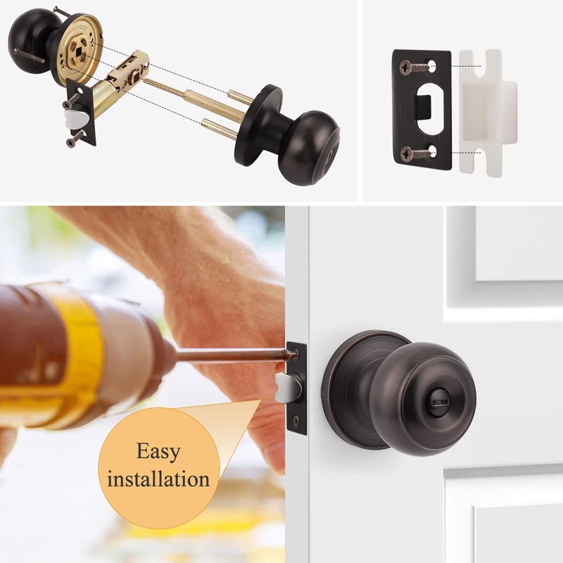 Probrico Colonial Style Door Knobs Door Locks (Privacy, Oil Rubbed