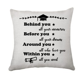 Graduation Gifts of Behind You All Your Memories Inspirational Pillowcase for High School College Graduation Gifts for Women Teen Girls Cushion Covers for Home Sofa Decor (Behind You)