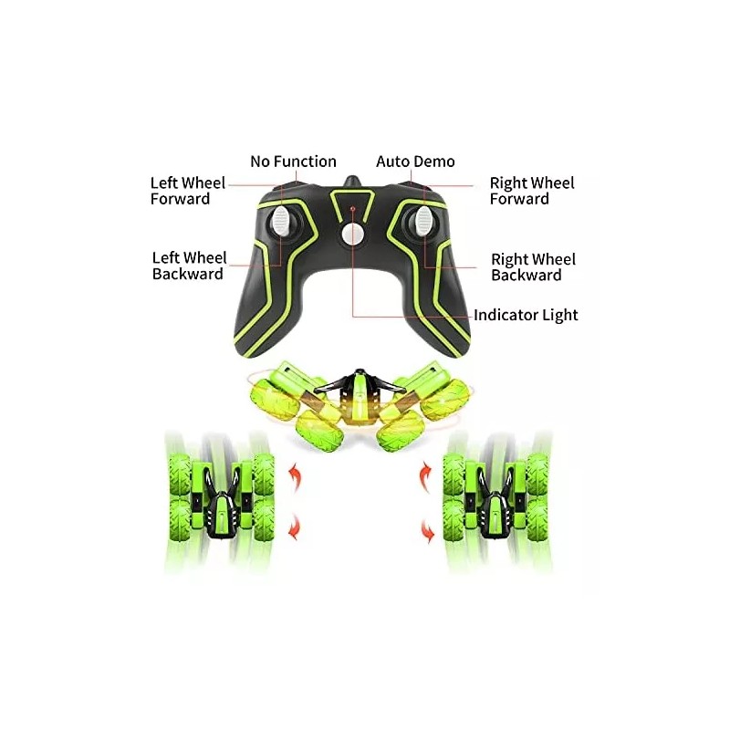 Amicool Auto De Control Remoto,auto De Acrobacias Rc Luz Led