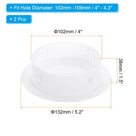 PATIKIL Air Conditioning Wall Hole Cover, 2Pcs Air Conditioner Blocking Hole Plug Decoration Water Pipe Sealing Plate Cover for 4" - 4.3" Diameter Hole, White