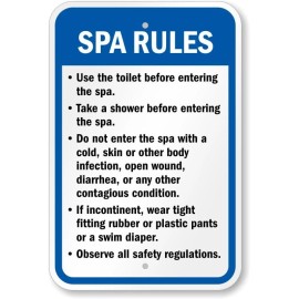 Bangin' Meats Arizona Spa Rules Aluminum Weatherproof 12" x 18" Sign p00692
