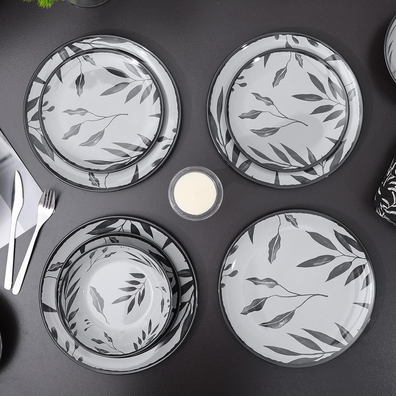 Lechoo 12pcs Melamine Dinnerware Set - Service for 4 Melamine