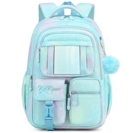 mygreen Girls Backpack, School Kids Backpacks for Girls, Cute Book Bag with Compartments for Girl Kid Students Elementary School, Kids' School Bag Blue