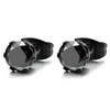 4MM Black Cubic Zirconia Mens Ladies Black Stud Earrings Stainless