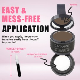 ZENTANMEI Root Touch Up Hairline Powder for Women & Men, Gray Hair Cover Up, Hairline Shadow Powder Sweatproof & Windproof, 0.14 oz Root Cover Up Powder for Thinning Hair (Brown)