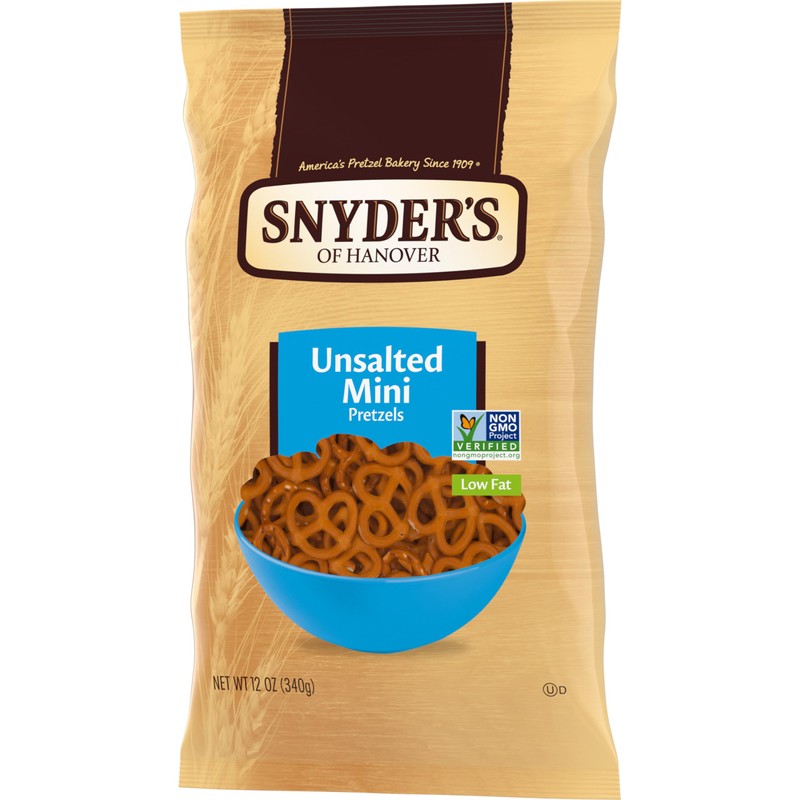 Snyder's of Hanover, Unsalted Mini Pretzels, 12 Oz Bag