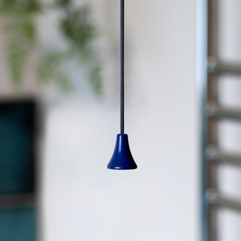 Bathroom Light Pull Cord and Handle, Navy Blue String, Acorn
