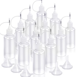 YGDZ Precision Tip Applicator Bottles, 12 Pcs 1oz Needle Fine Tip Glue Bottles Precision Applicator Bottles with 5 Mini Funnels