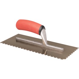 BARWALT Ultrastainless Notched Trowel, Flat-V 3/16 x 1/4 x 5/16 Inch Notches, Stainless Blade Tiling Tools, BWT70965