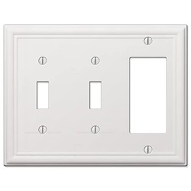 Amerelle 149TTRW Chelsea Wallplate, 2 Toggle / 1 Rocker, Steel, White, 1-Pack