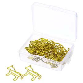 sourcing map Paper Clip Horse Animal-Shaped Cute Decorative Fun Clips Bookmarks with Box 1.5 Inch Gold Tone for Organize Office Home, Pack of 20