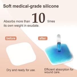 Ourmed Soft Flex Silicone Foam Dressings(4"x 4", Pack of 10), Sterile, Highly Absorbent, Waterproof, No Border, Wound Care for Bed Sores, Pressure Ulcers