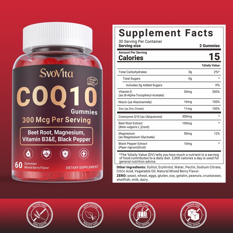CoQ10 Gummies 300mg - Co Q 10 Supplement with Beet