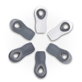 HIC Kitchen Multi-Purpose Magnetic Clips, Soft-Grip Handles, Set of 6 Clips, 2 Each White, Grey, and Charcoal