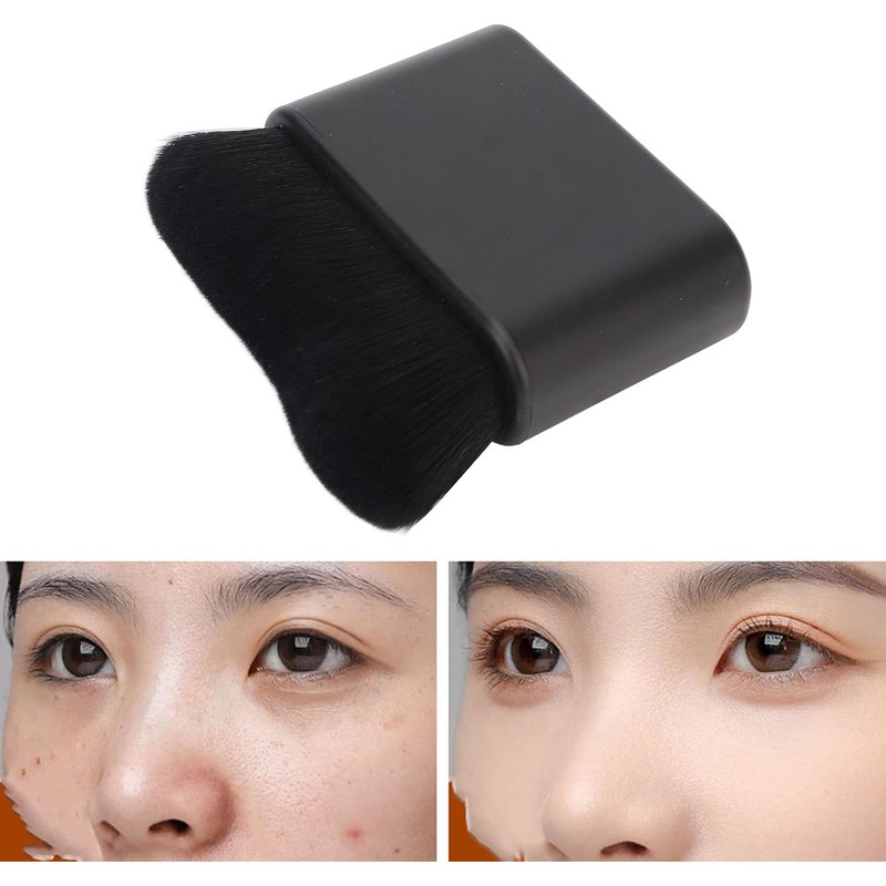 Brocha Bronceadora YUYTE, Pincel Plano Sintético Negro, Nailon, Para Bronceador,
