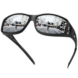 URUMQI Polarised Sunglasses Fit Over Glasses for Men Women, Wrap Around Sun Shades for Driving Fishing, UV400 Protection