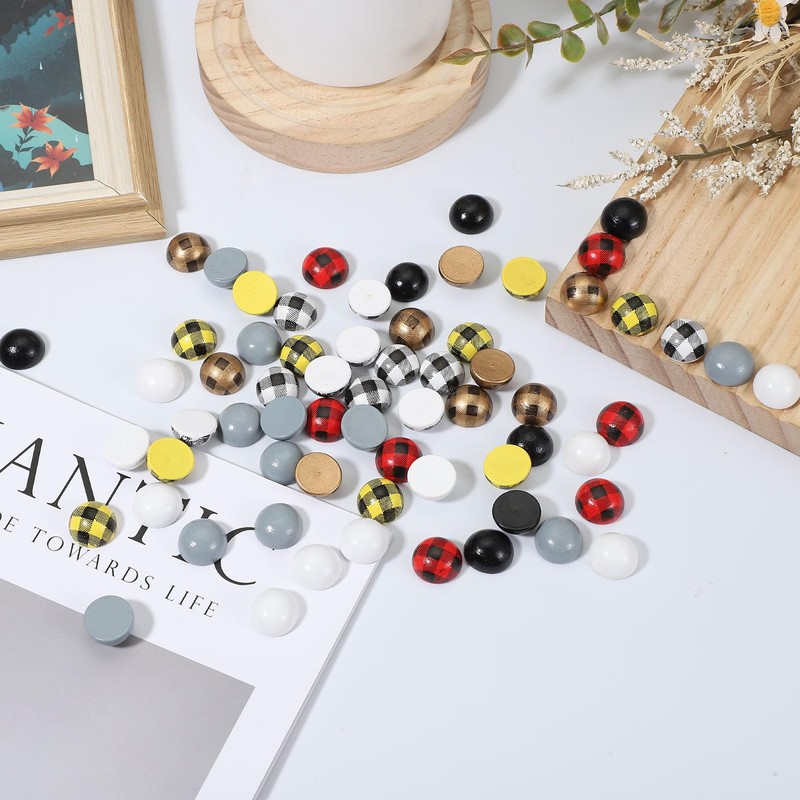 sourcing map 100 Pcs Half Wooden Beads, 0.6 Inch(15mm) Unfinished