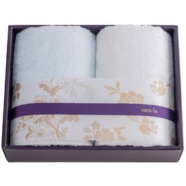 Imabari Towel Gift sara-la (Sarara) Irodori- Face Towels, 2 Pieces, Blue/White, Made in Japan