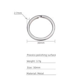 NestNook 30mm Round Flat Key Chain Rings 50 Pcs Metal Split Ring for Home Car Keys Organisation and DIY Crafts