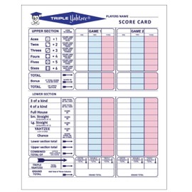250 Premium Triple Score Sheets Cards Pads for Yahtzee Game