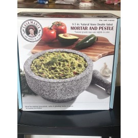 Casa Maria 8.5 Inch Natural Stone Double Sided Mortar & Pestle New