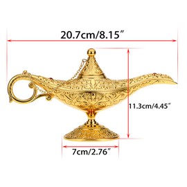 IGNPION Aladdin Lamp Legend Magic Genie Light Classic Home Office Table Ornament Vintage Decoration with Gift Box (Golden)